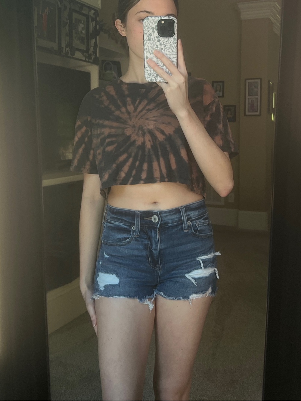 American Eagle Outfitters Hi-Rise Shortie Shorts Women’s 0 Dark Blue Denim Wash - Picture 9 of 10